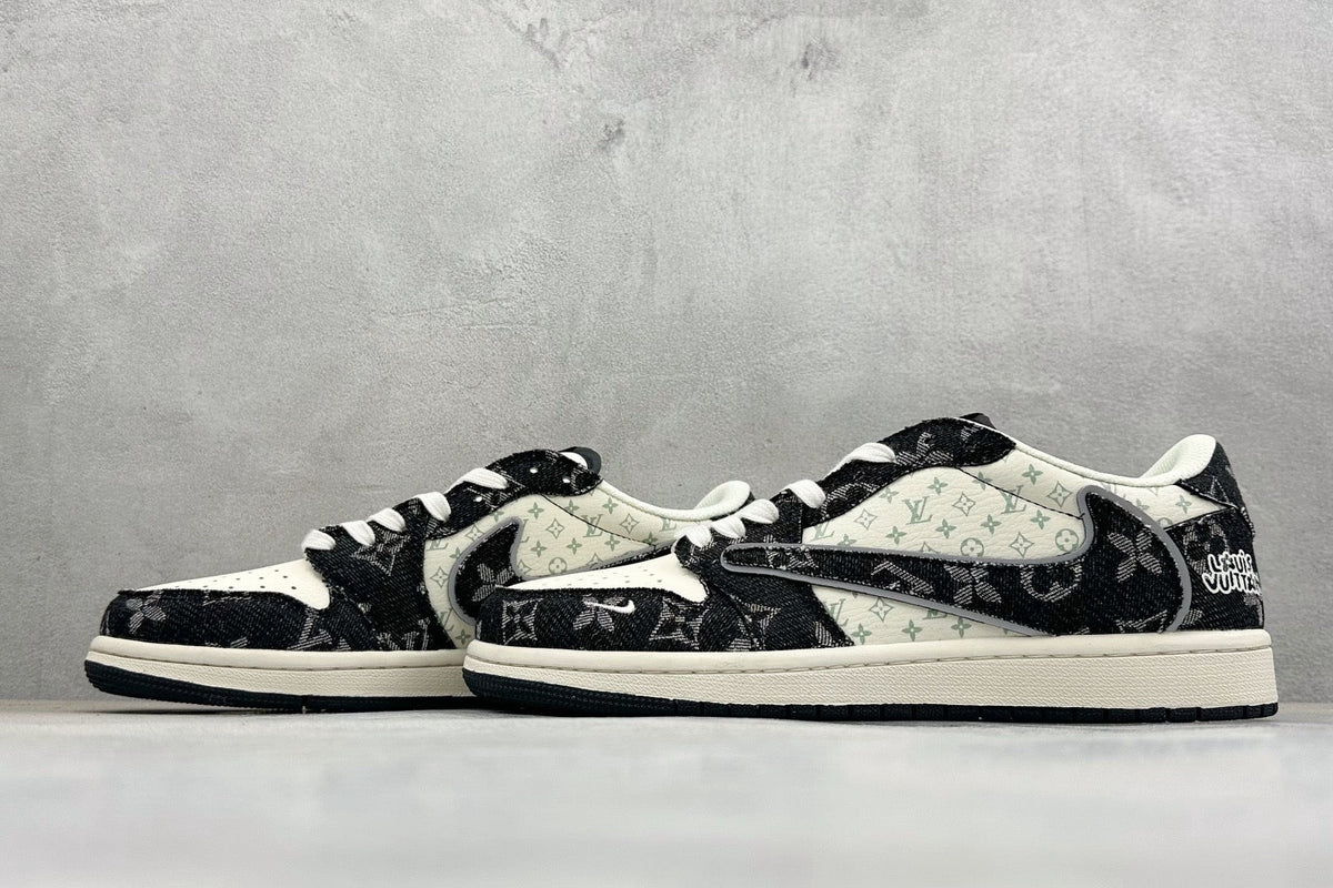 AJ1 Low Travis Scott x LV Black Monogram Customs