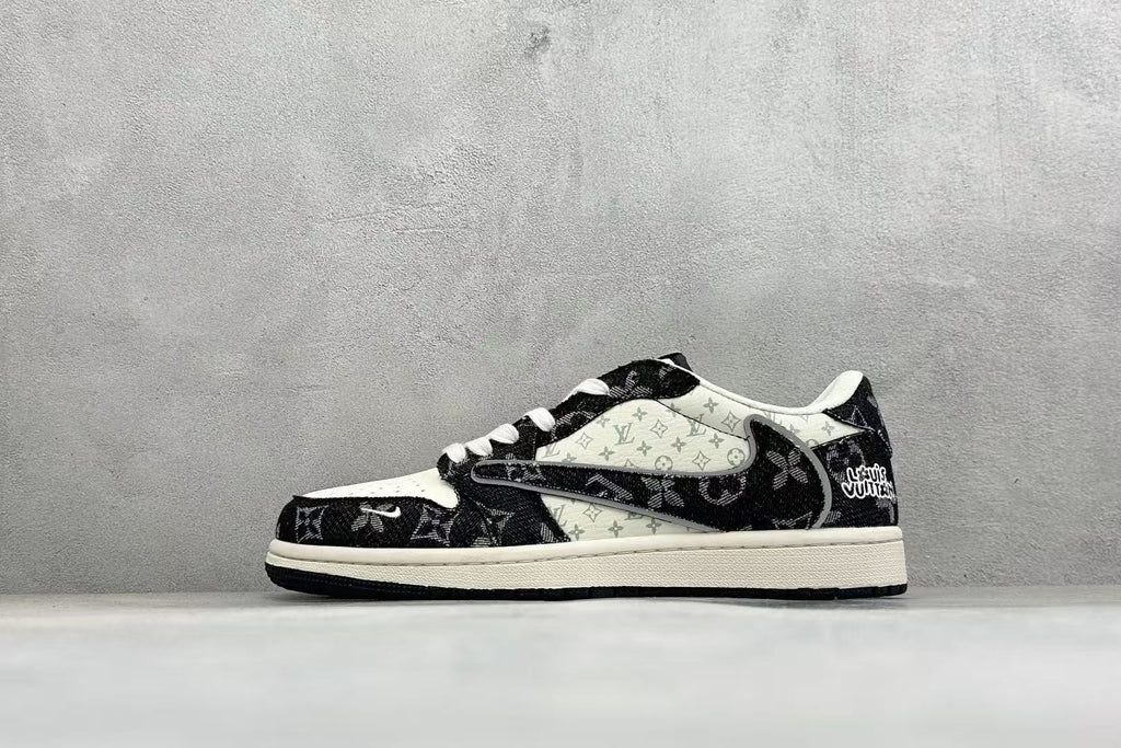AJ1 Low Travis Scott x LV Black Monogram Customs