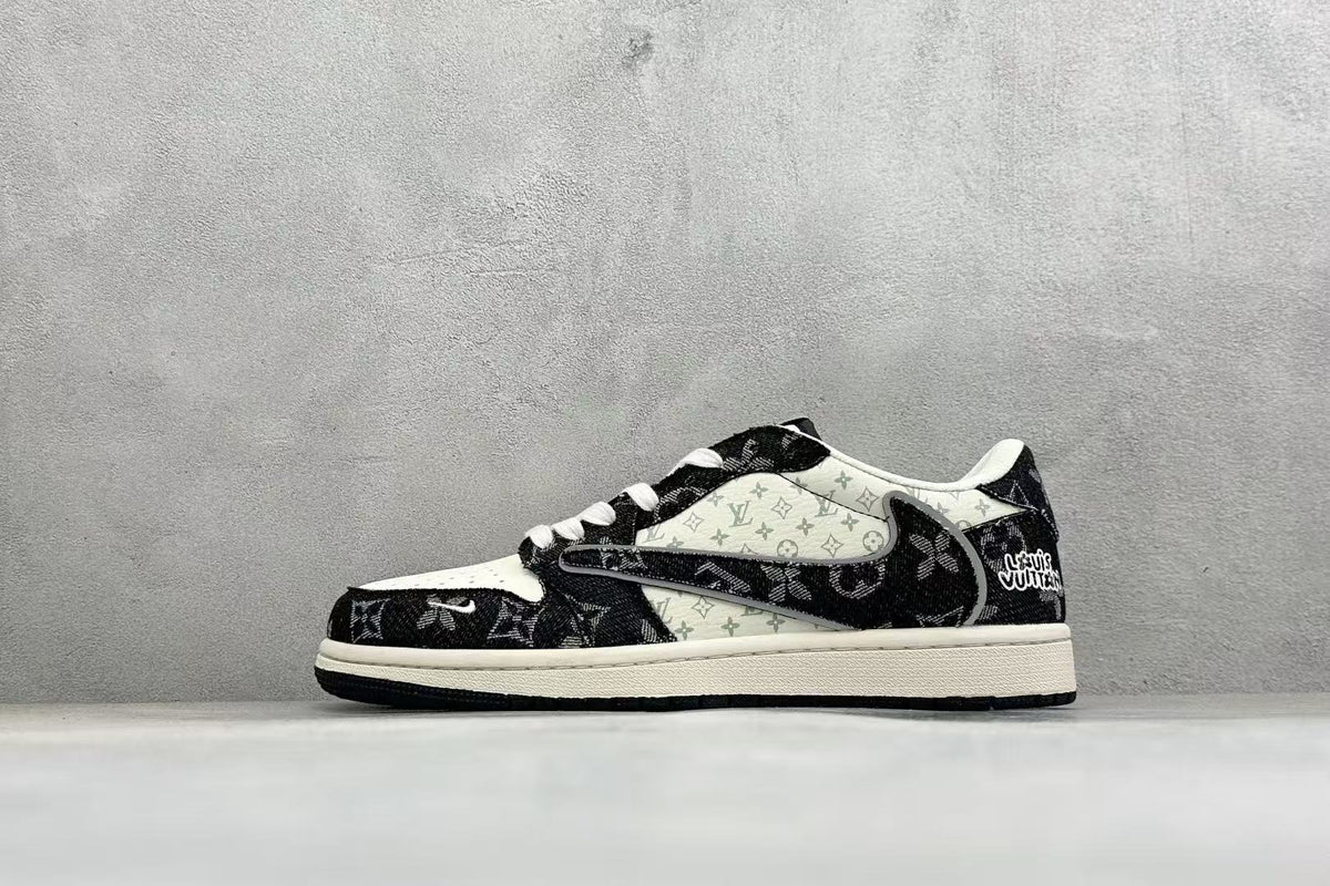 AJ1 Low Travis Scott x LV Black Monogram Customs