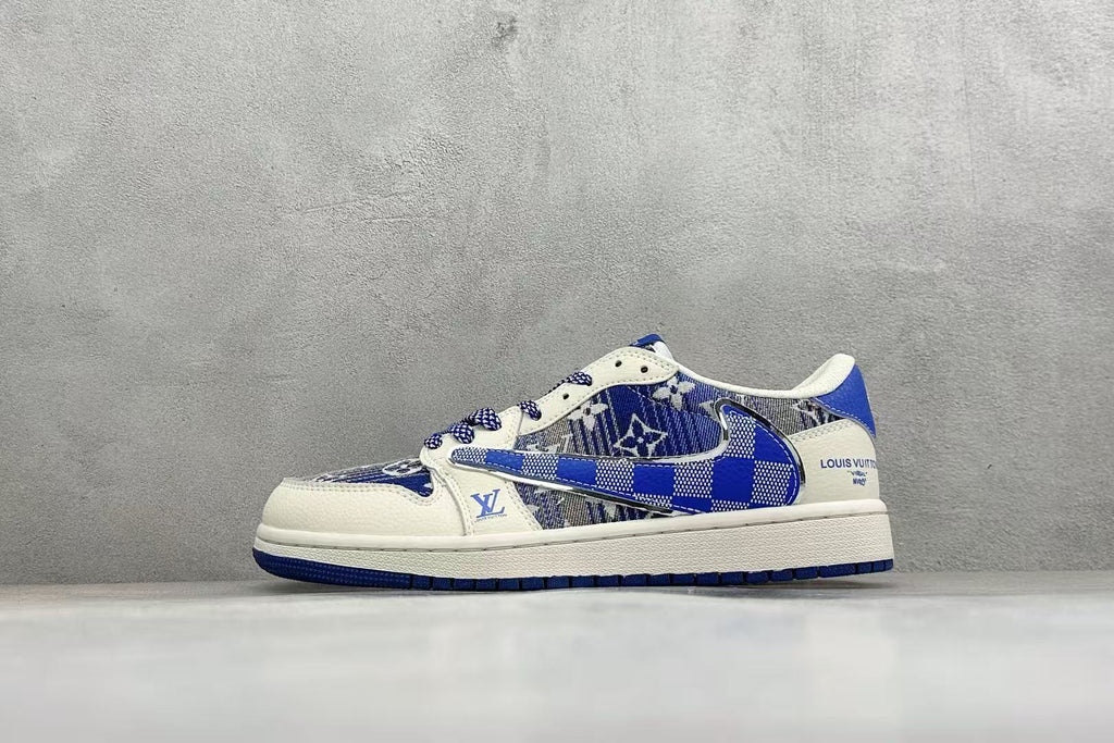AJ1 Low Travis Scott x LV Blue Monogram Customs