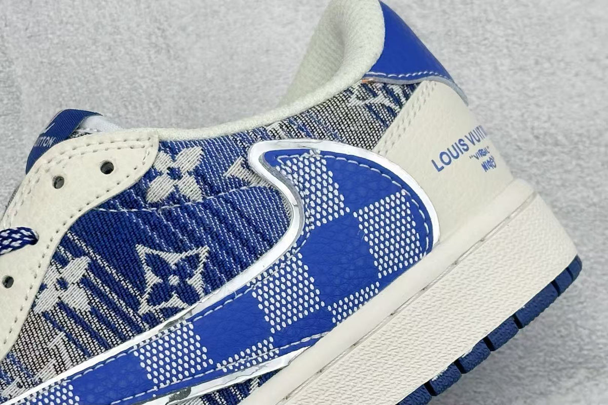 AJ1 Low Travis Scott x LV Blue Monogram Customs