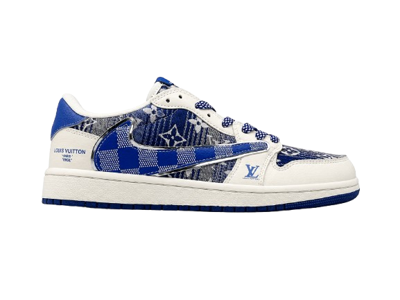 AJ1 Low Travis Scott x LV Blue Monogram Customs