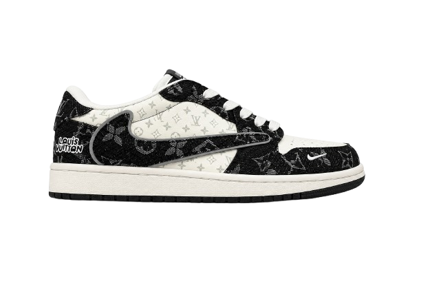 AJ1 Low Travis Scott x LV Black Monogram Customs
