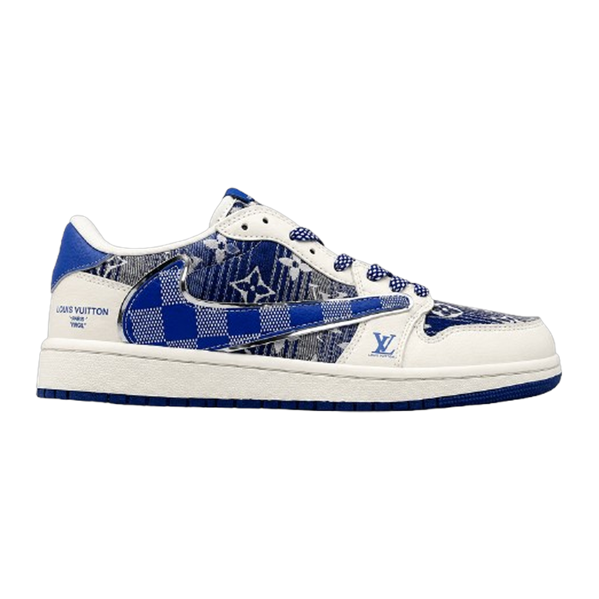 AJ1 Low Travis Scott x LV Blue Monogram Customs